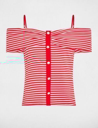 t shirt manches courtes raye rouge femme T-shirt manches courtes rayé rouge femme