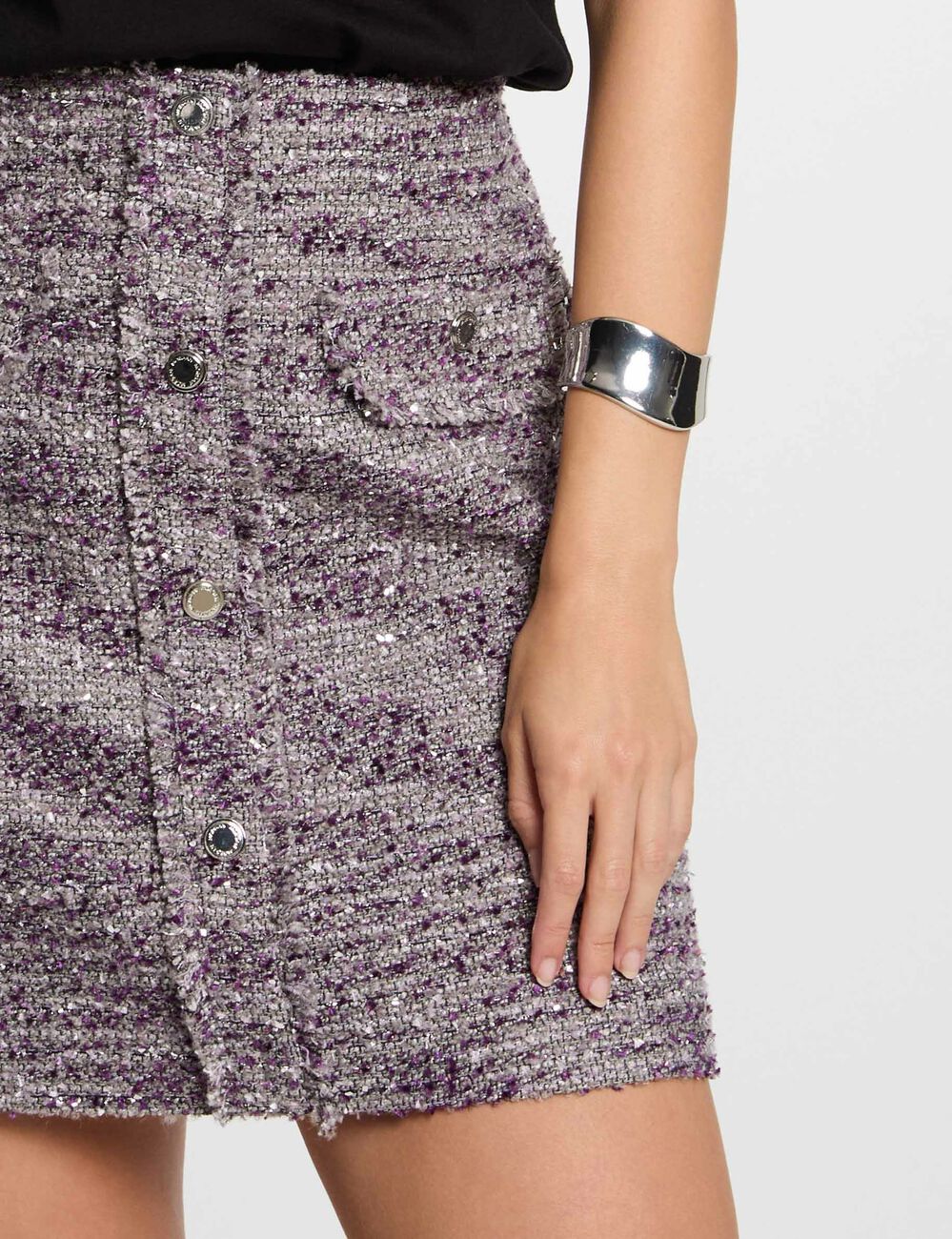 Korte tweed rok meerkleurig vrouw