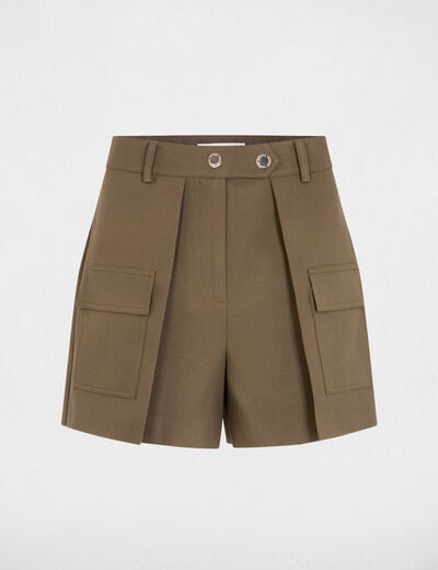 Rechte short met klepzakken brons vrouw