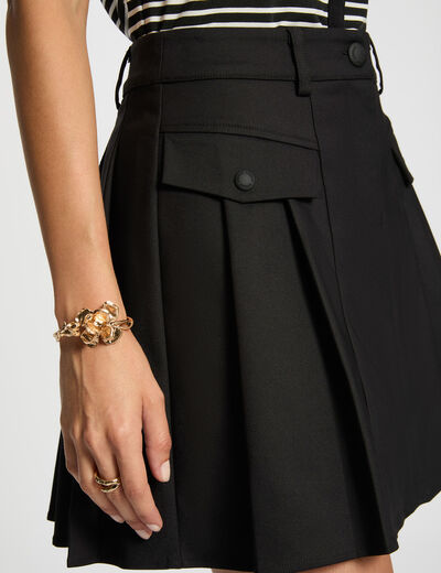 Jupe courte plissée noir femme