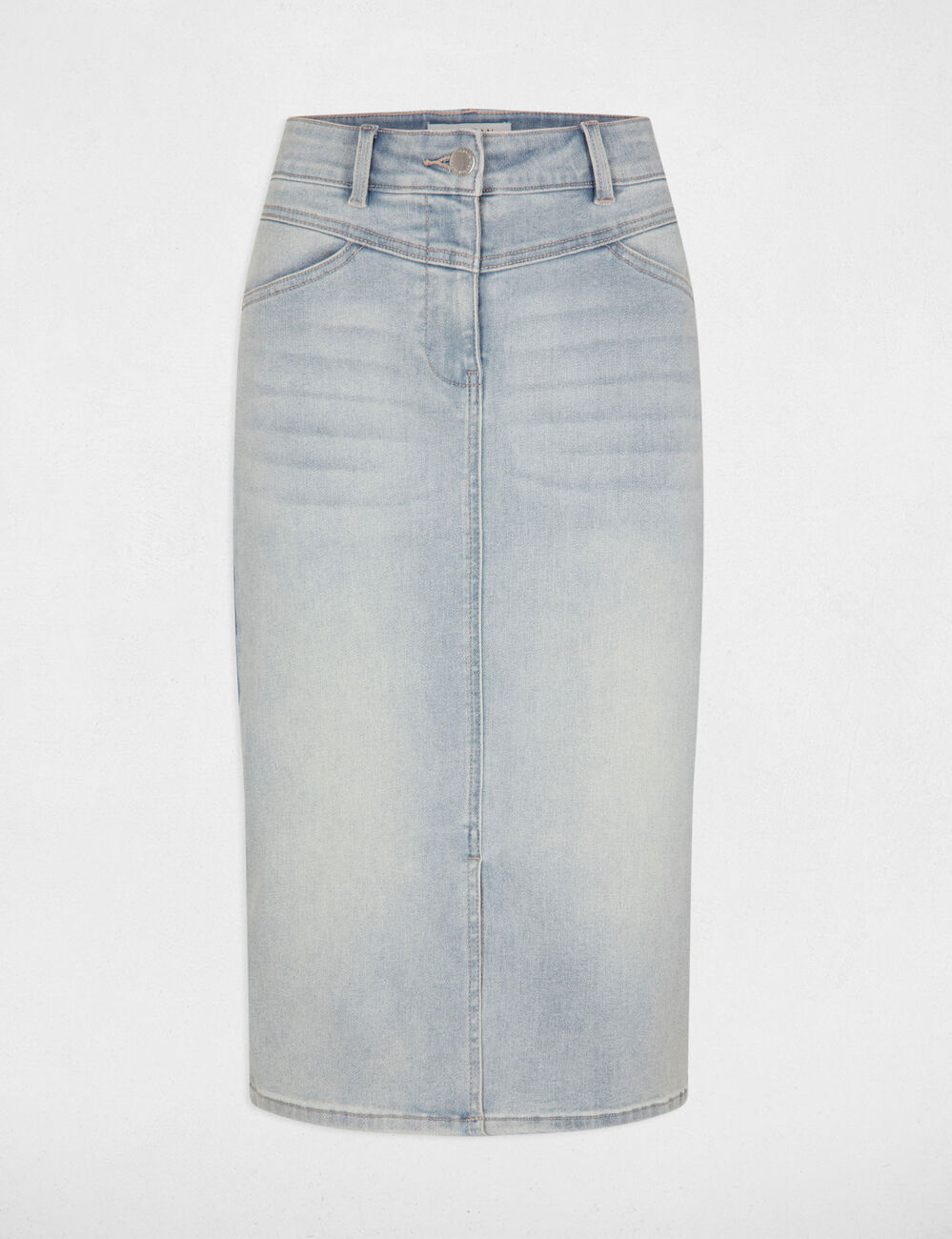 Jupe longueur genou en jean jean bleached femme