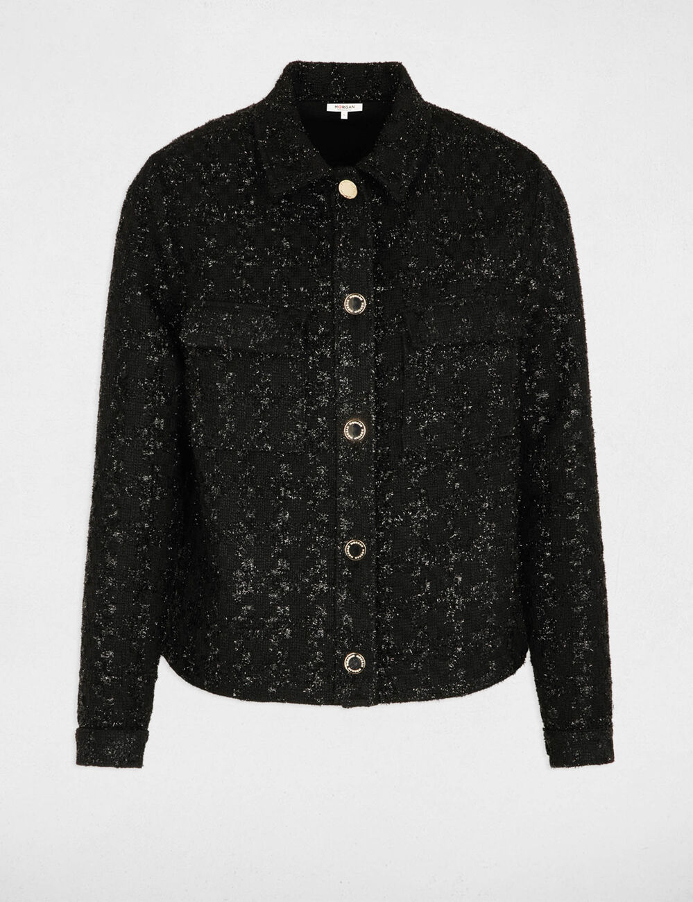 Tweed jasje met knopen zwart vrouw