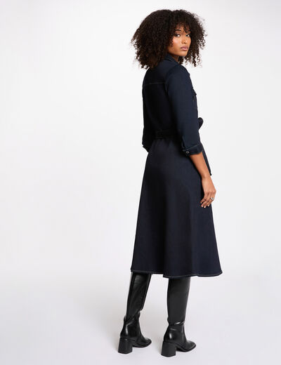 Robe 3/4 boutonnée denim brut femme