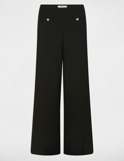 Hoge taille brede broek zwart vrouw