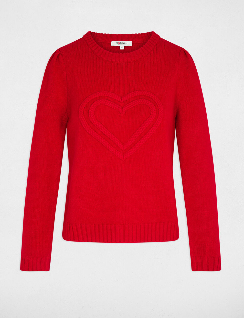 Dikke trui met ronde hals rood vrouw