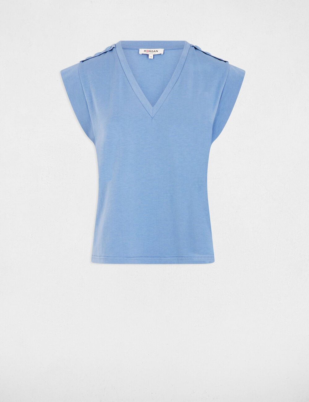 Korte mouwen T-shirt bleu gris vrouw