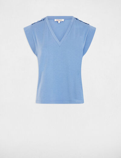 Korte mouwen T-shirt bleu gris vrouw