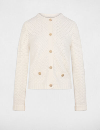 Rechte vest met ronde hals helder wit vrouw