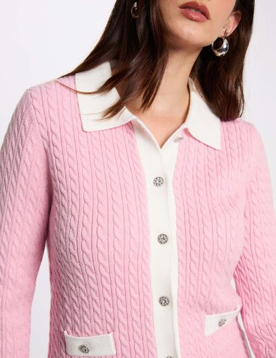 Gilet ajust&eacute; col &agrave; revers rose clair femme