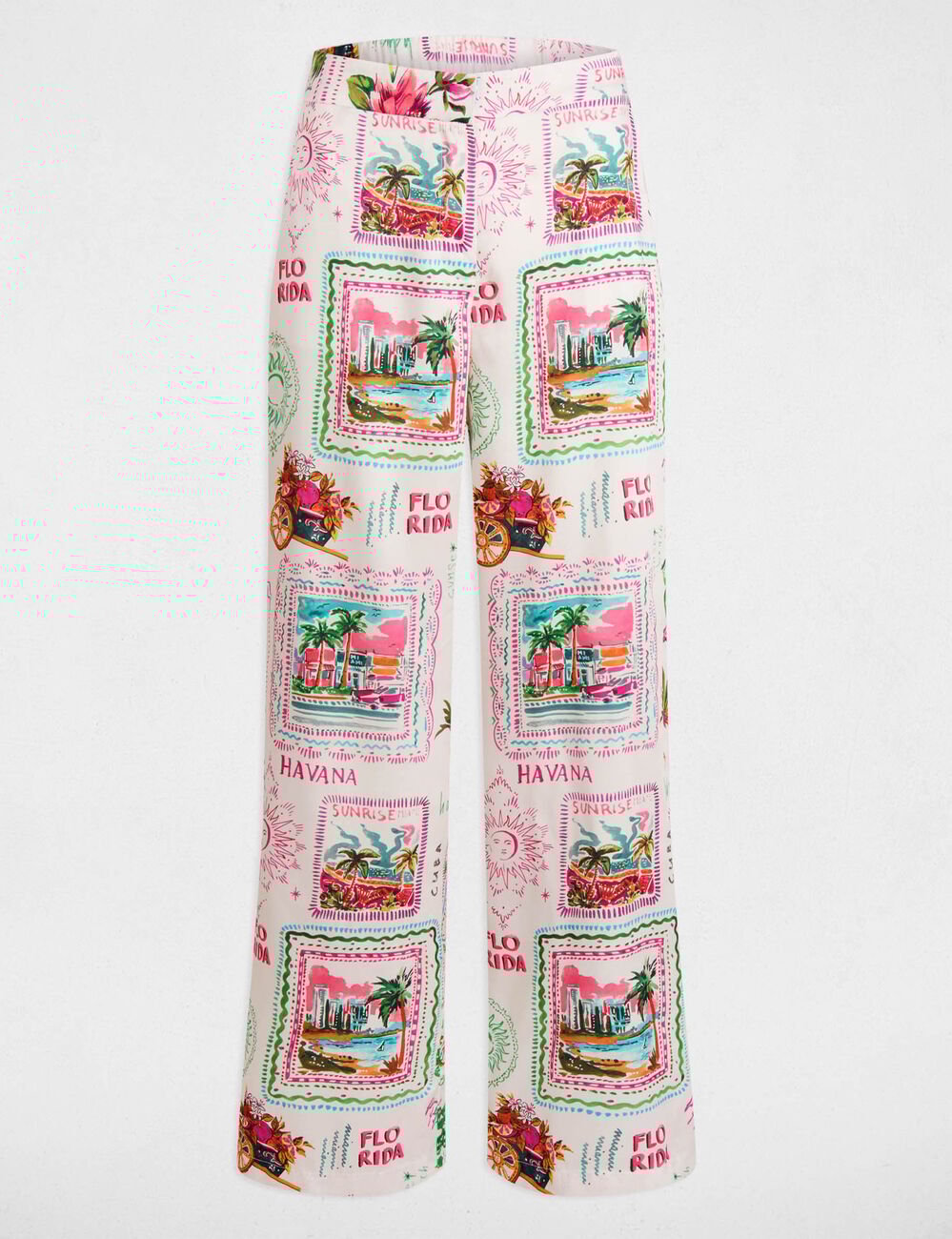 Wijde broek met print meerkleurig vrouw