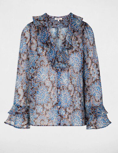 Chemise voile ajust&eacute;e multicolore femme