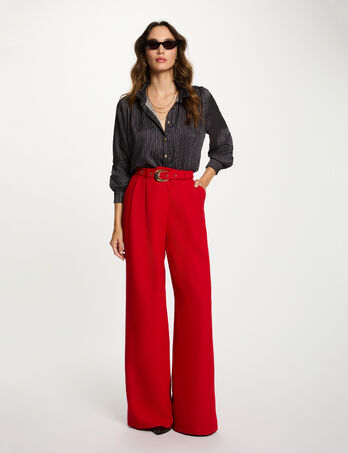 Hoge taille wijde broek rood vrouw