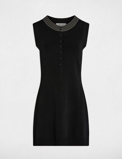 Robe tricot cintr&eacute;e noir femme