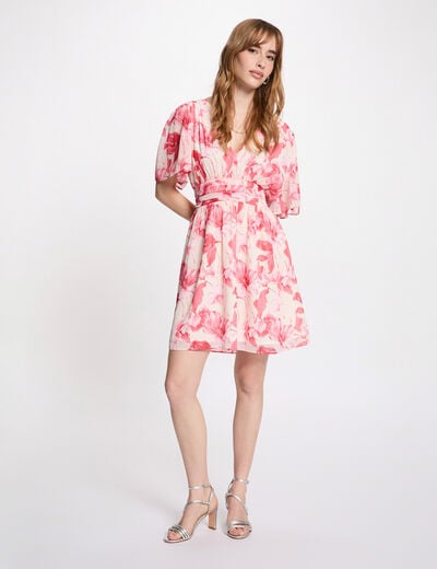 Robe cache-coeur manches volant&eacute;es multicolore femme