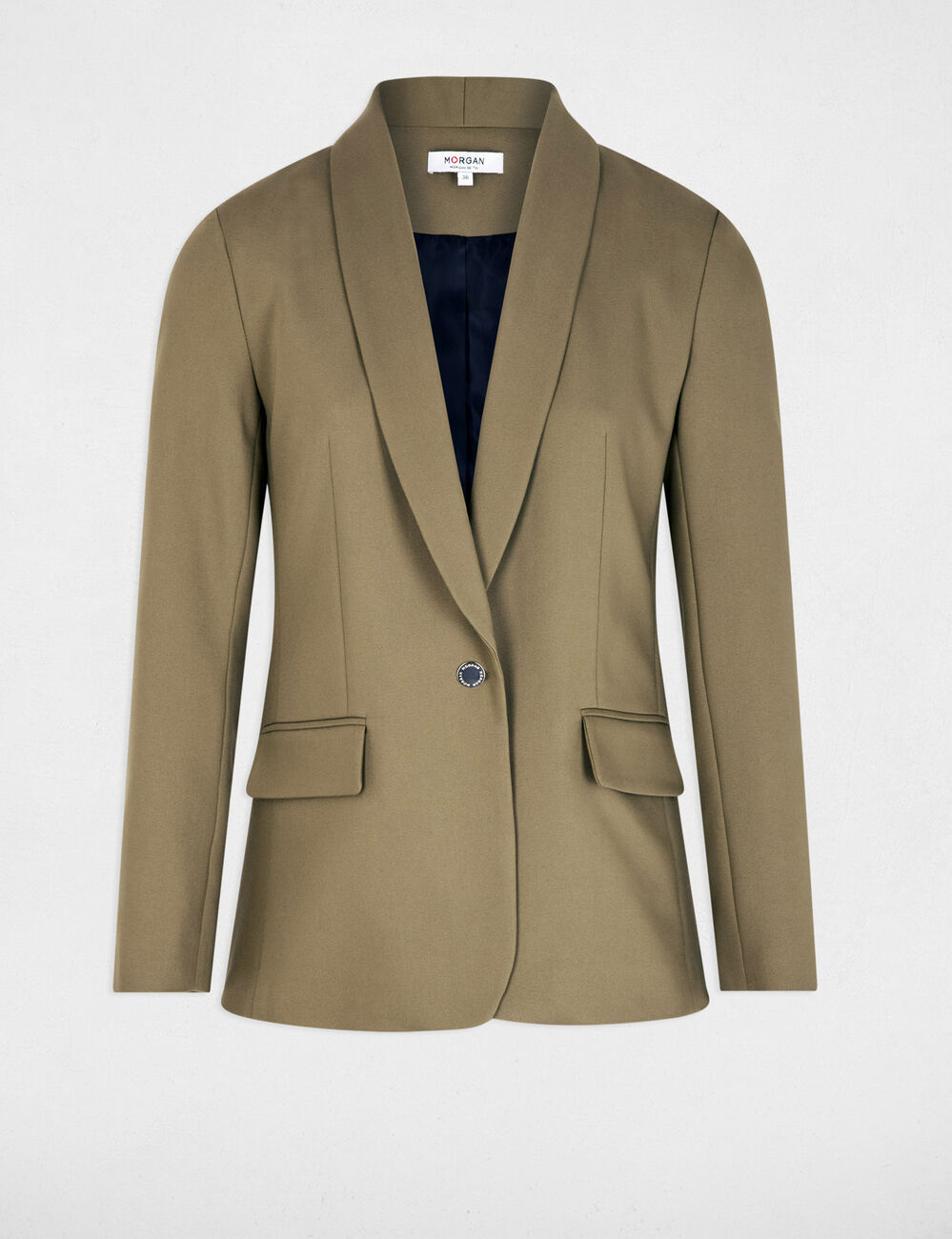 Veste courte col ch&acirc;le vert kaki femme