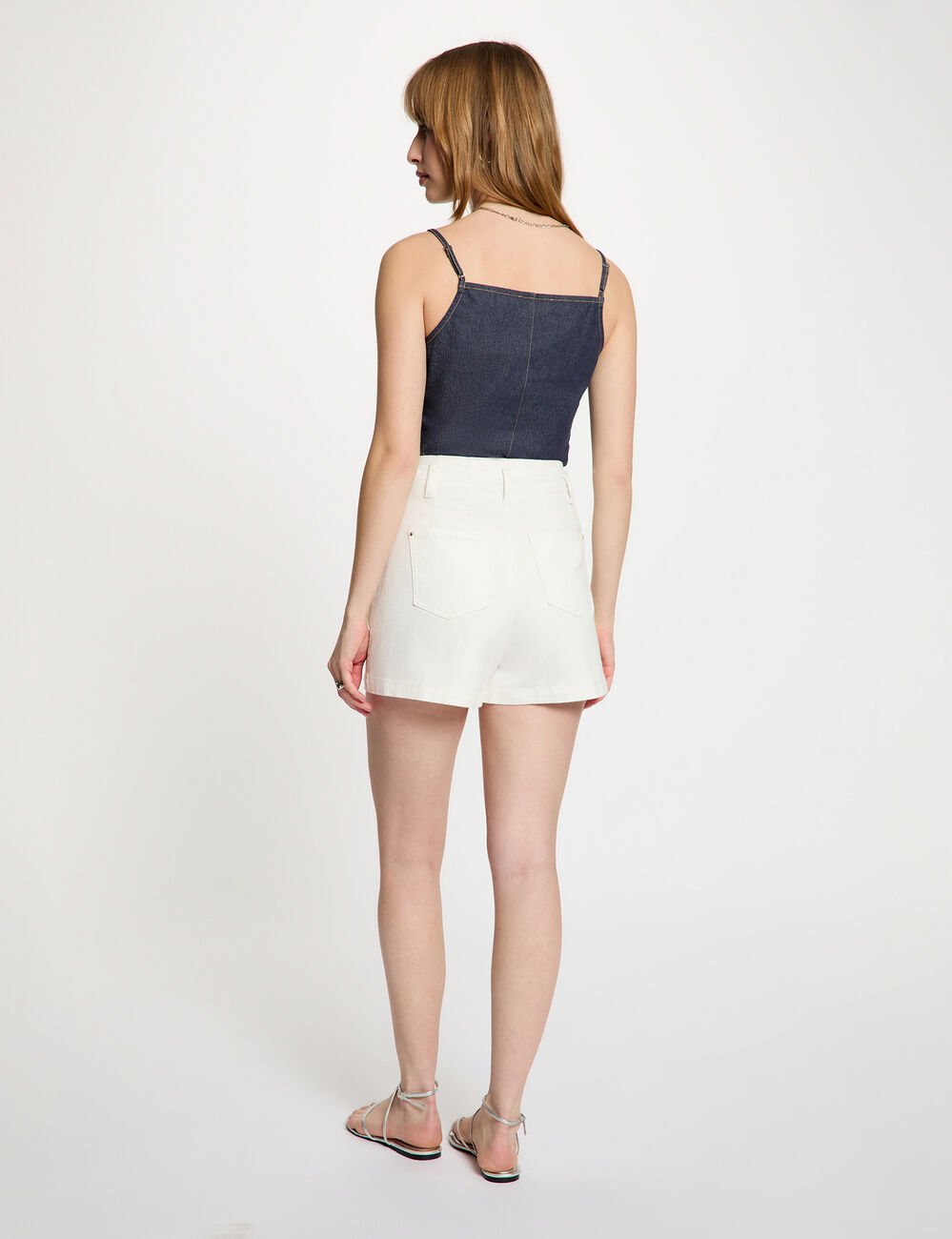 Top ajust&eacute; en jean denim brut femme