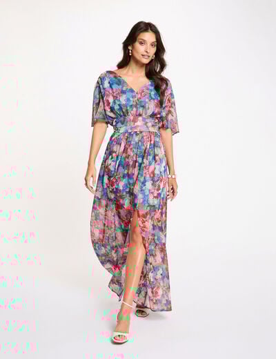 Robe longue fluide multicolore femme