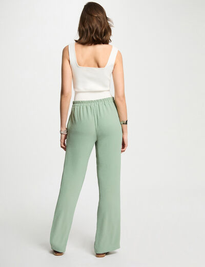 Pantalon large fluide vert clair femme