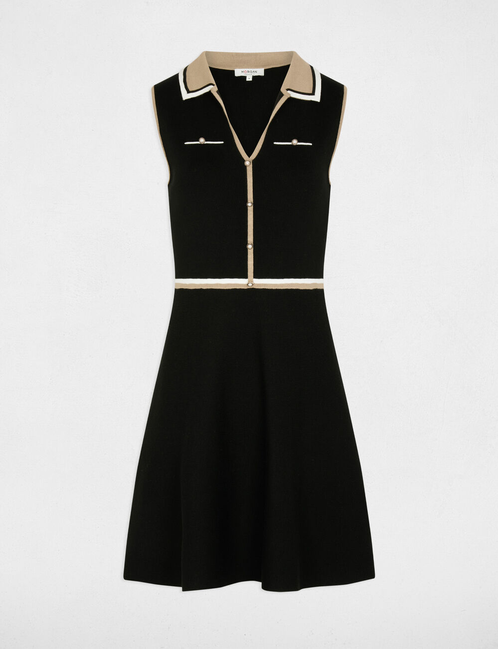 Robe courte col &agrave; revers noir femme