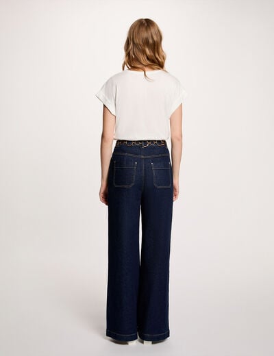 T-shirt col rond manches courtes blanc femme