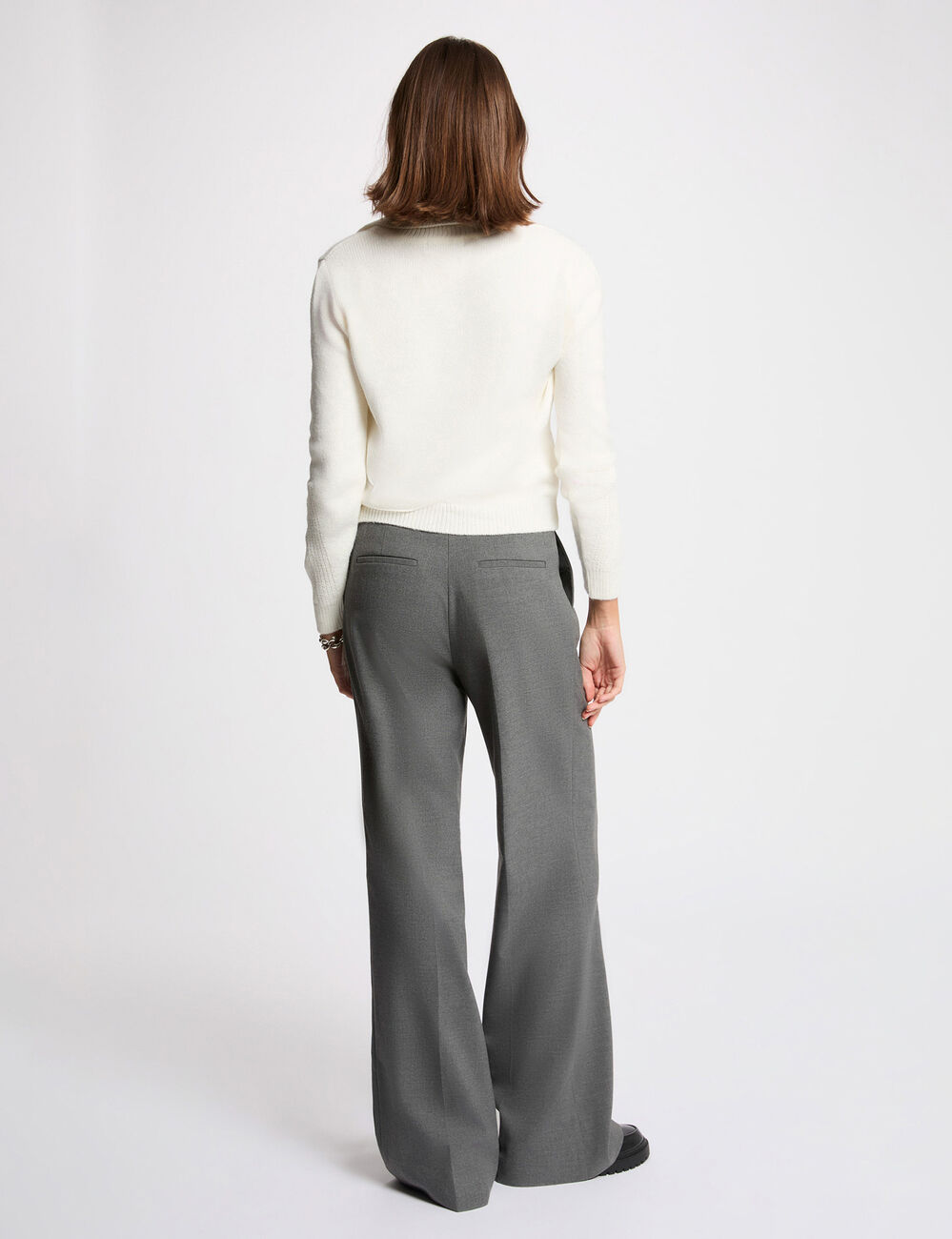 Pull col revers blanc femme