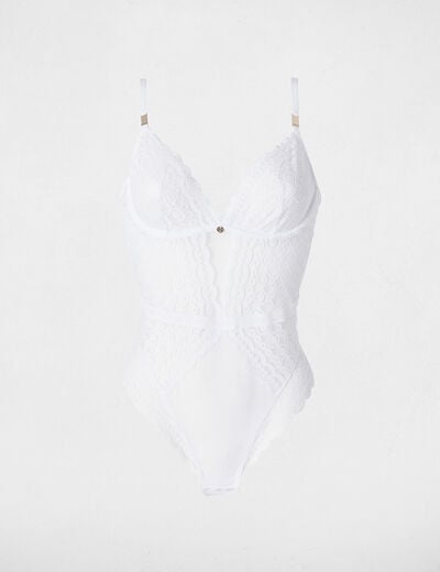 Body kant met v-hals helder wit vrouw