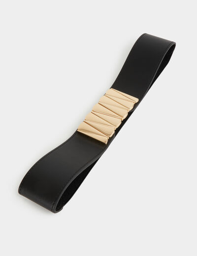 Ceinture large similicuir noir femme