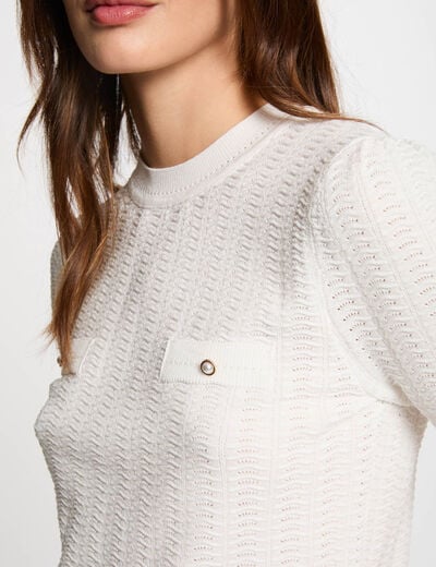Pull manches courtes blanc femme