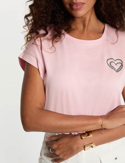 T-shirt met korte mouwen roze vrouw