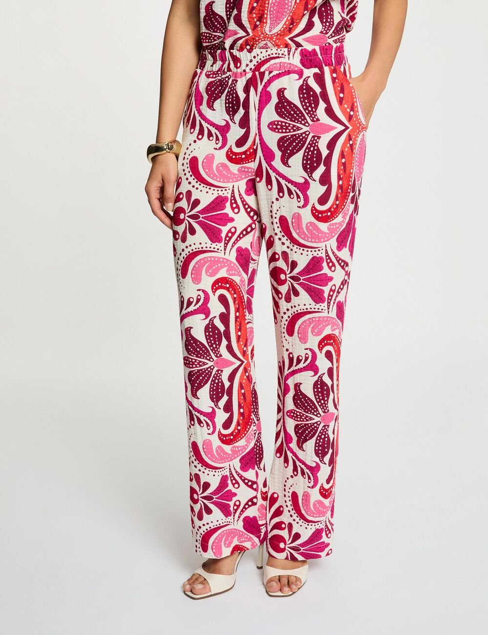 Soepel vallende rechte broek meerkleurig vrouw