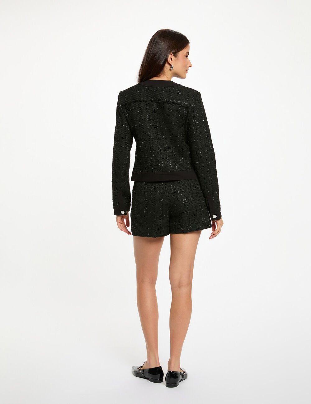 Veste courte ajustée noir femme