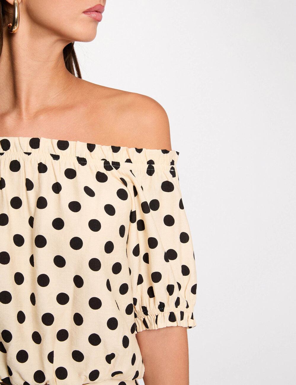 Vloeiende bardot-top meerkleurig vrouw