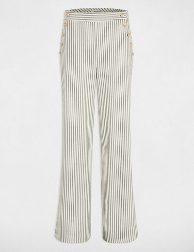Pantalon large rayé multicolore femme