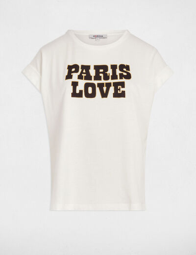 T-shirt met opschrift helder wit vrouw