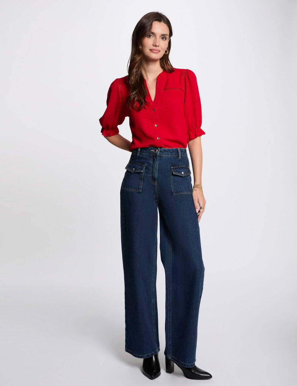 Blouse met 3/4 mouwen rood vrouw