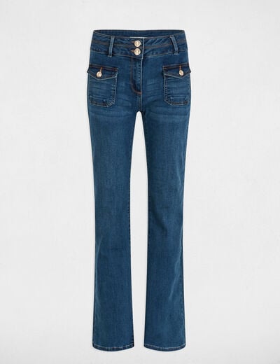 Bootcut jeans met knoopzakken stone washed denim vrouw