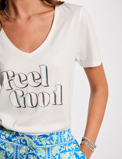 T-shirt met opschrift helder wit vrouw