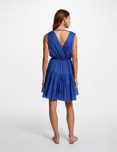 Robe courte évasée bleu electrique femme