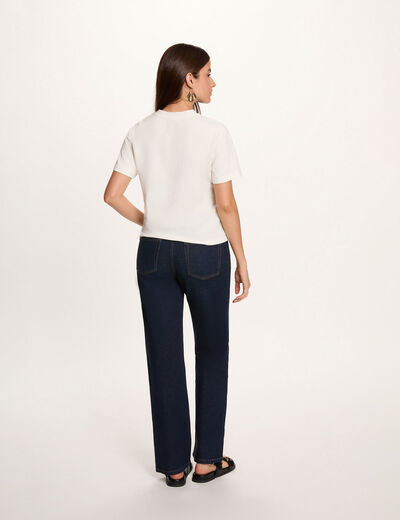 T-shirt ronde hals knopen helder wit vrouw