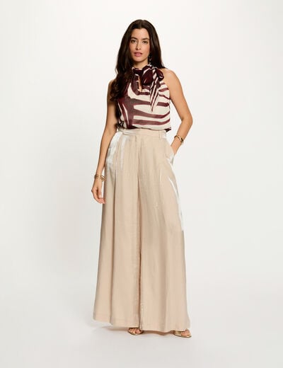 Geplooide top met lavalli&egrave;rekraag meerkleurig vrouw