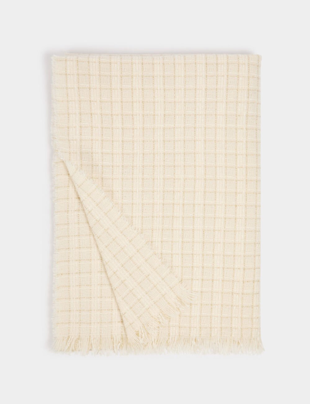 Tweed sjaal ivoor vrouw