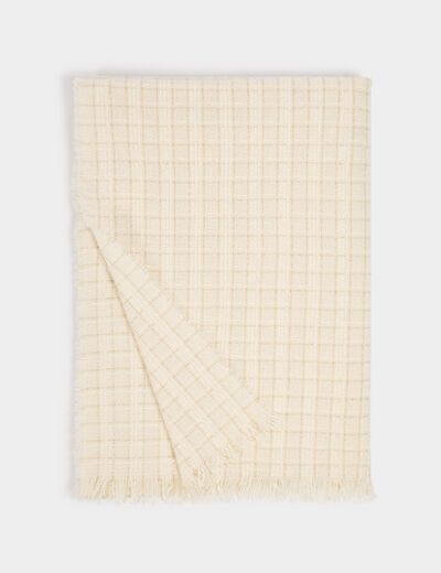 Écharpe tweed ivoire femme