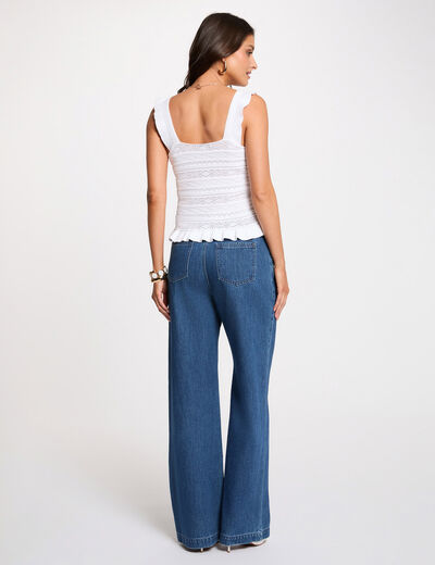 Pull ajust&eacute; encolure carr&eacute;e blanc femme