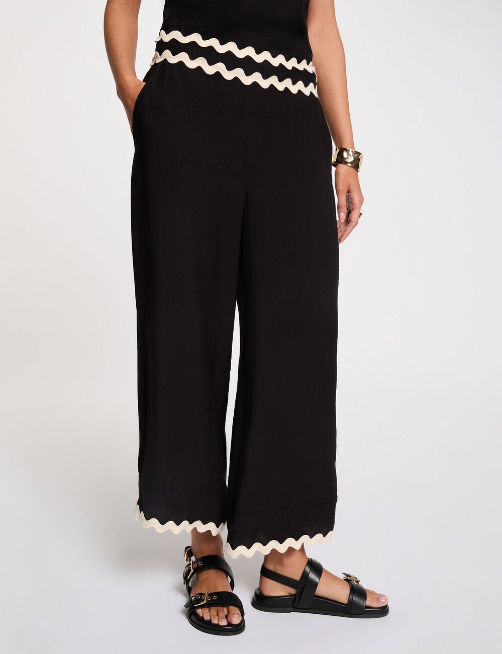 7/8 brede broek zwart vrouw