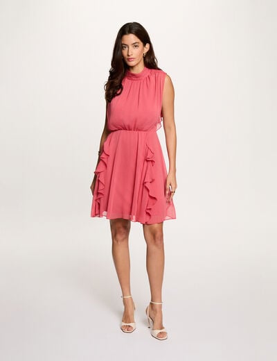 Robe courte col montant vieux rose femme