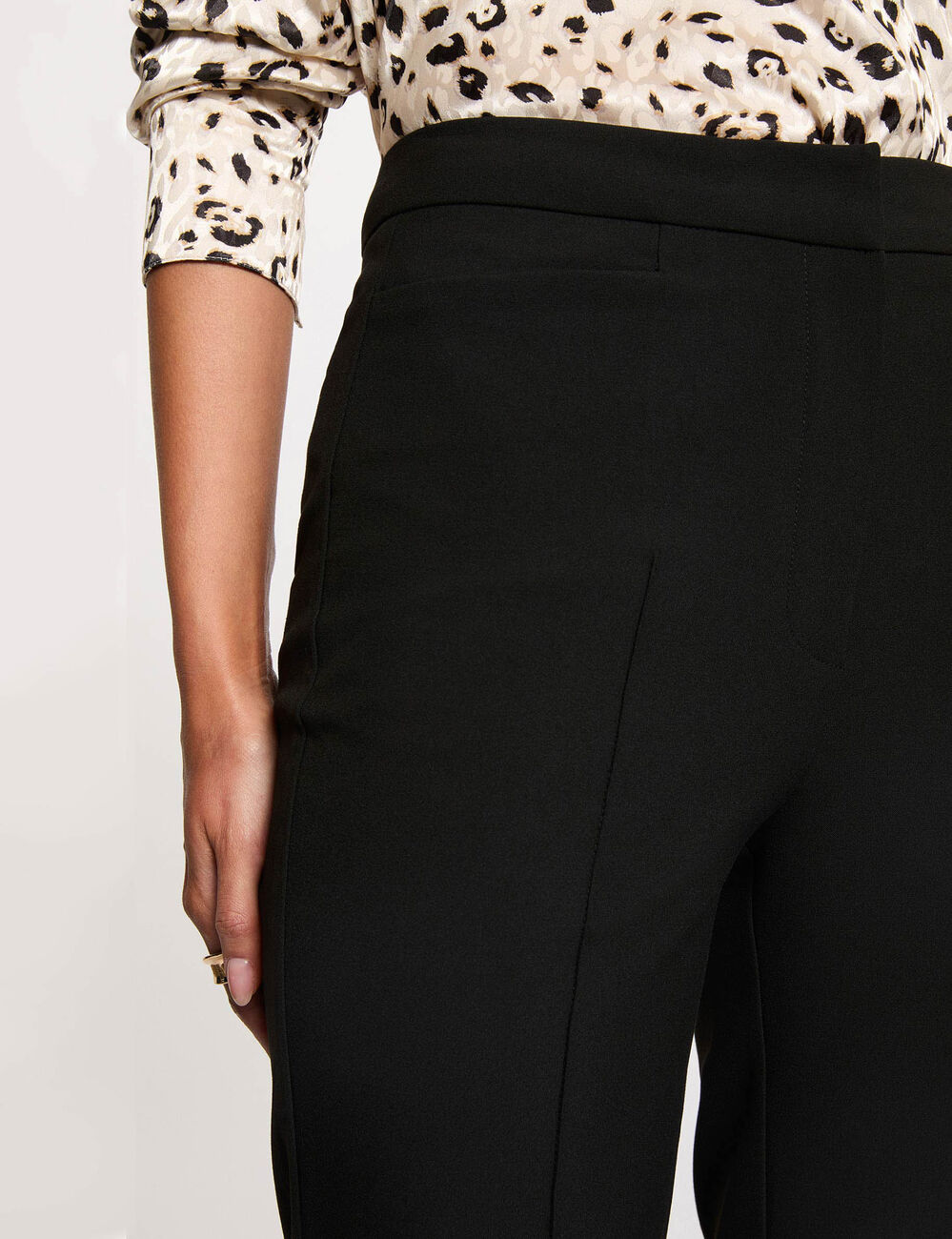 Pantalon bootcut taille haute noir femme