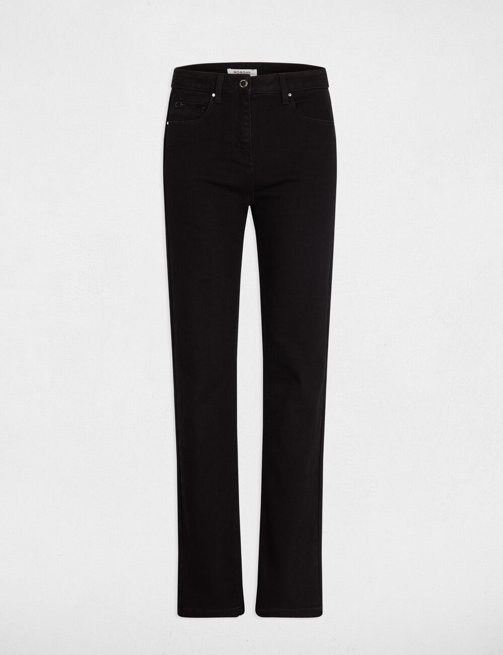 Rechte jeans met strass zwart vrouw