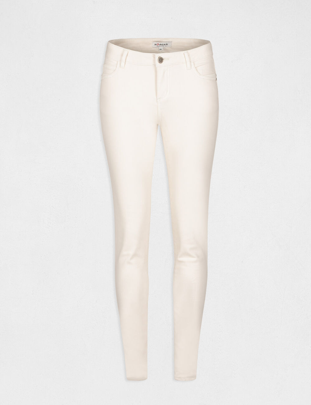 Jeans skinny taille basse ivoire femme