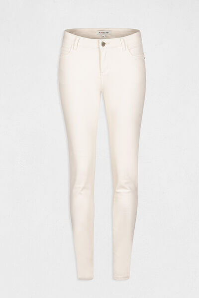 Skinny jeans met lage taille ivoor vrouw