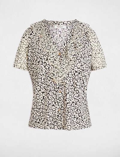 Blouse met korte mouwen helder wit vrouw